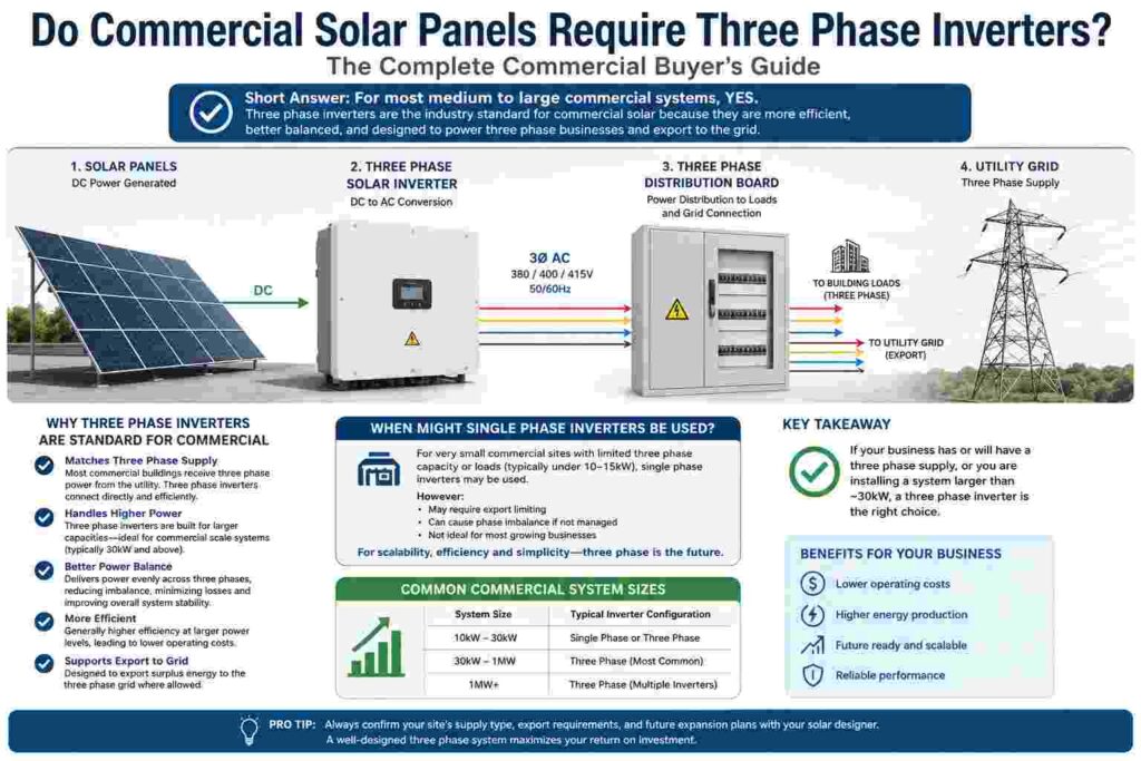 Commercial Solar Panels Require Three Phase Inverters