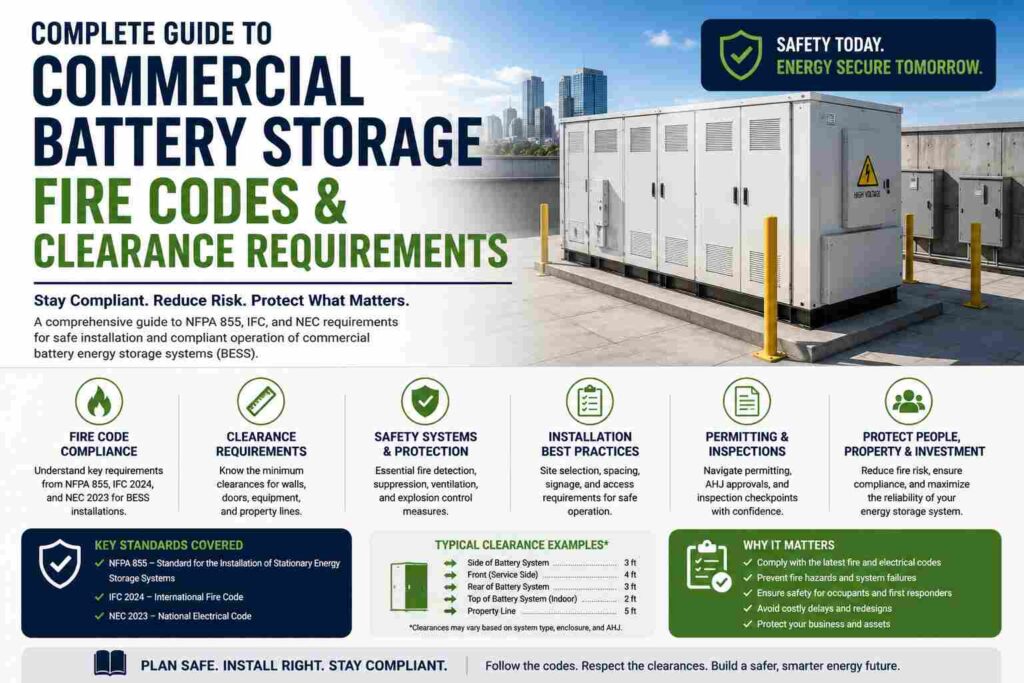 Complete Guide to Commercial Battery Storage Fire Codes and Clearance Requirements