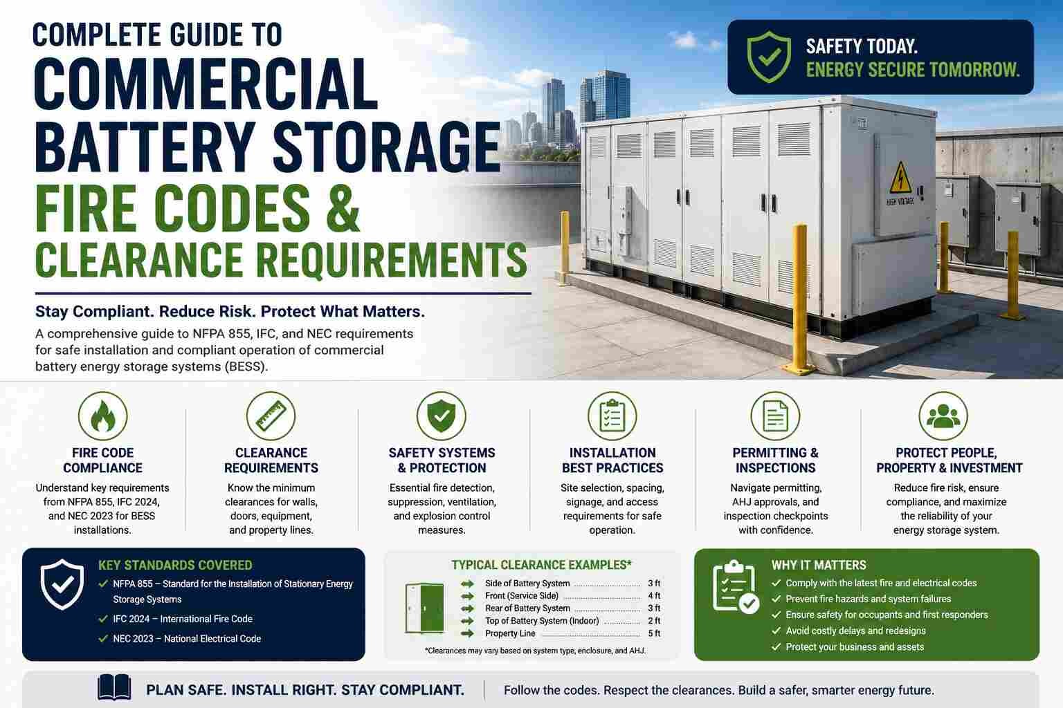 Complete Guide to Commercial Battery Storage Fire Codes and Clearance Requirements