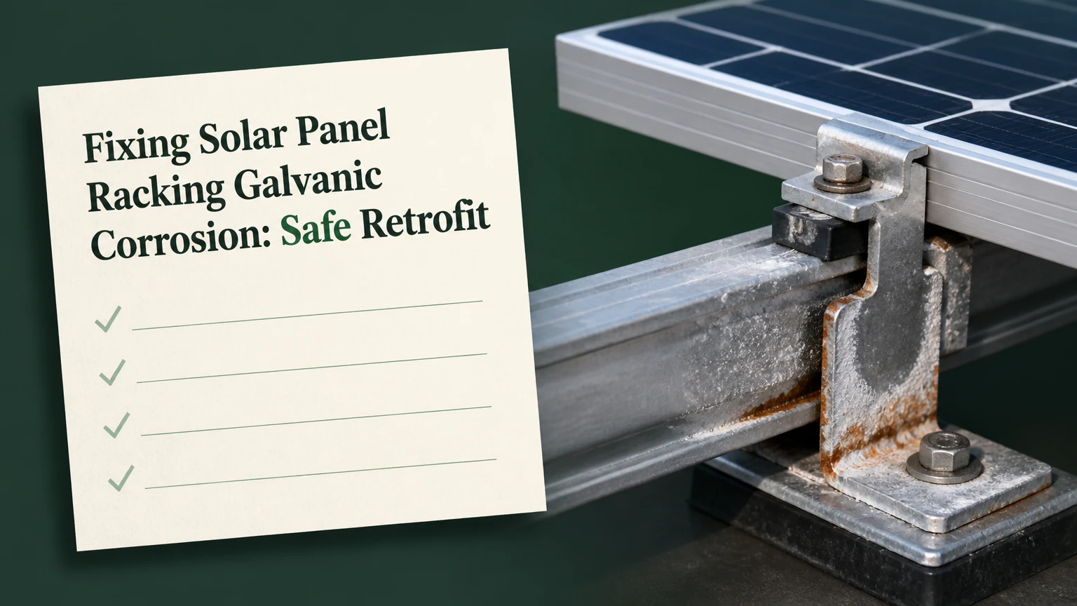 fixing solar panel racking galvanic corrosion safe retrofit